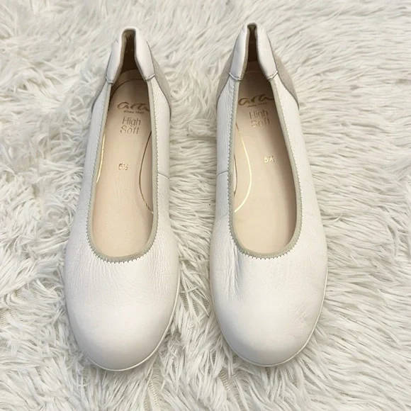 ARA Sardinia Cream Beige leather comfort ballet on flats loafers women size 7 - Picture 4 of 7